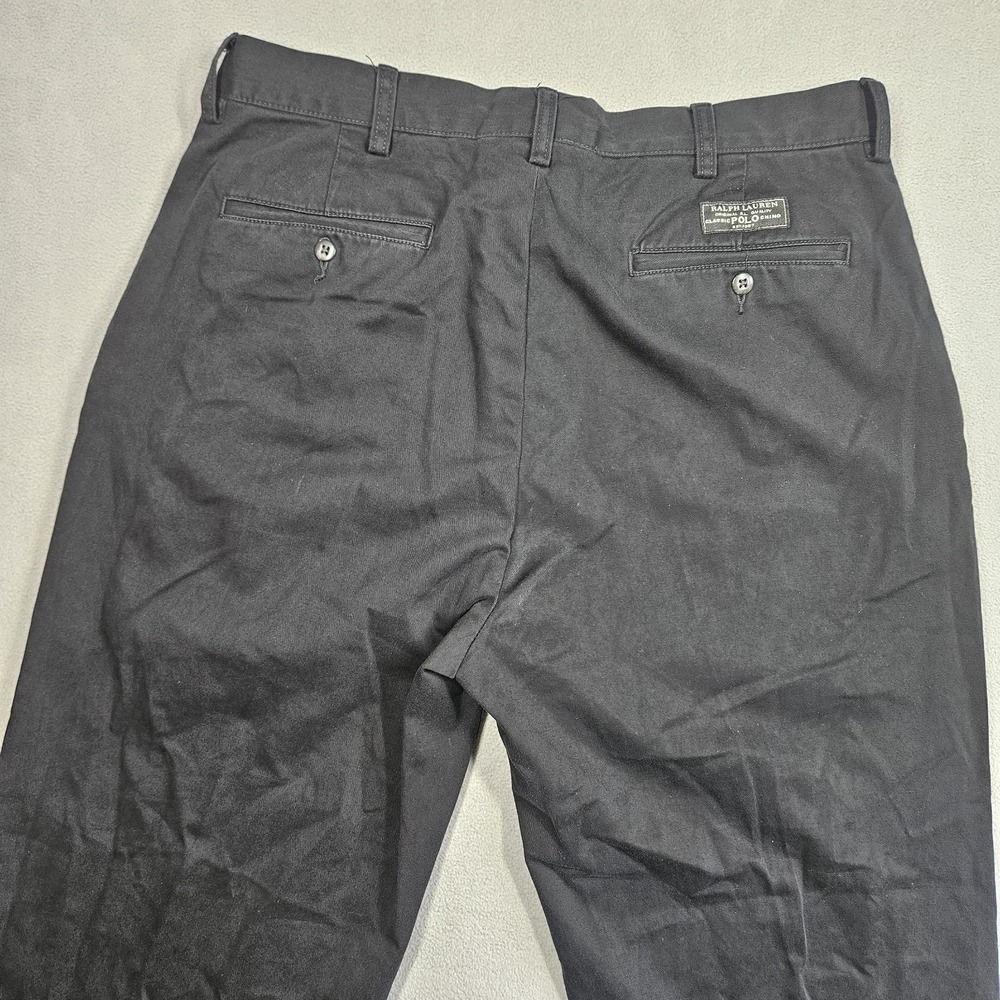 Vintage Polo Ralph Lauren Chino Pants Mens 35x32 Fits (34x31) Black Classic Prep - Picture 7 of 14
